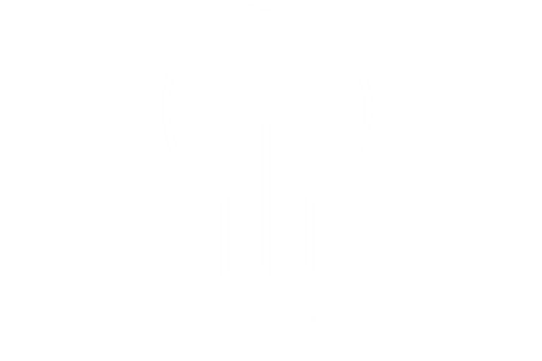 White icon with representation of a light bulb,